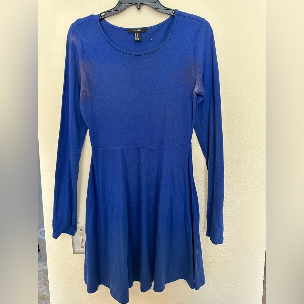 Blue Long Sleeve Dress